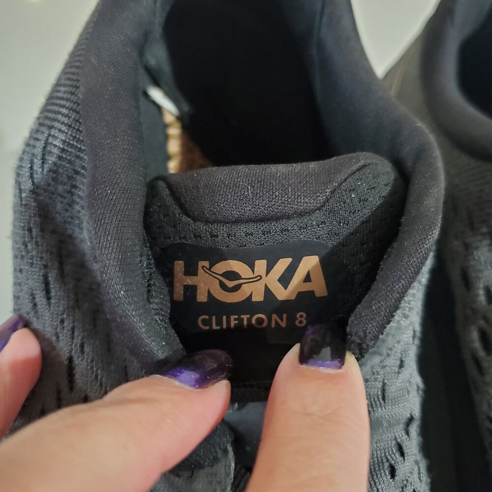 Hoka One One Black and Orange Athletic Shoes - Picture 10 of 11